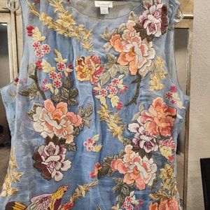 Sheer Embroidered Floral Fancy Blouse